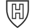 Black and white outline of the harvard athletics shield 