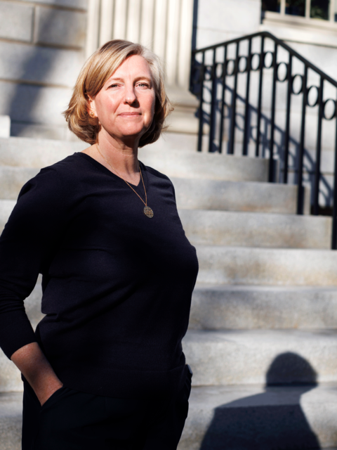 Dean Hopi Hoekstra standing in front of University Hall